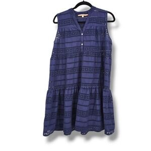 Vilagallo Women's Crochet Sleeveless Eyelet Dress Unlined Blue Size 10 US‎